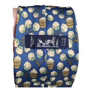 Hermes Cotton Plant Design Made In France 100% Silk Men's Tie